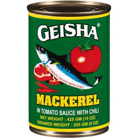 Geisha Mackerel in Tomato Sauce with Chili (Green)- 15 oz / 24 cans - 24 cans