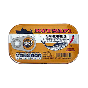 Hot Safi Sardines with Spicy Vegetable Oil - 125 g/ 100 cans - 100 cans