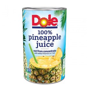 Dole 100% Pineapple Juice- 12 Cans / 46 oz Each