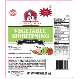 Chef's Quality - All Purpose Vegetable Shortening - 50 lbs