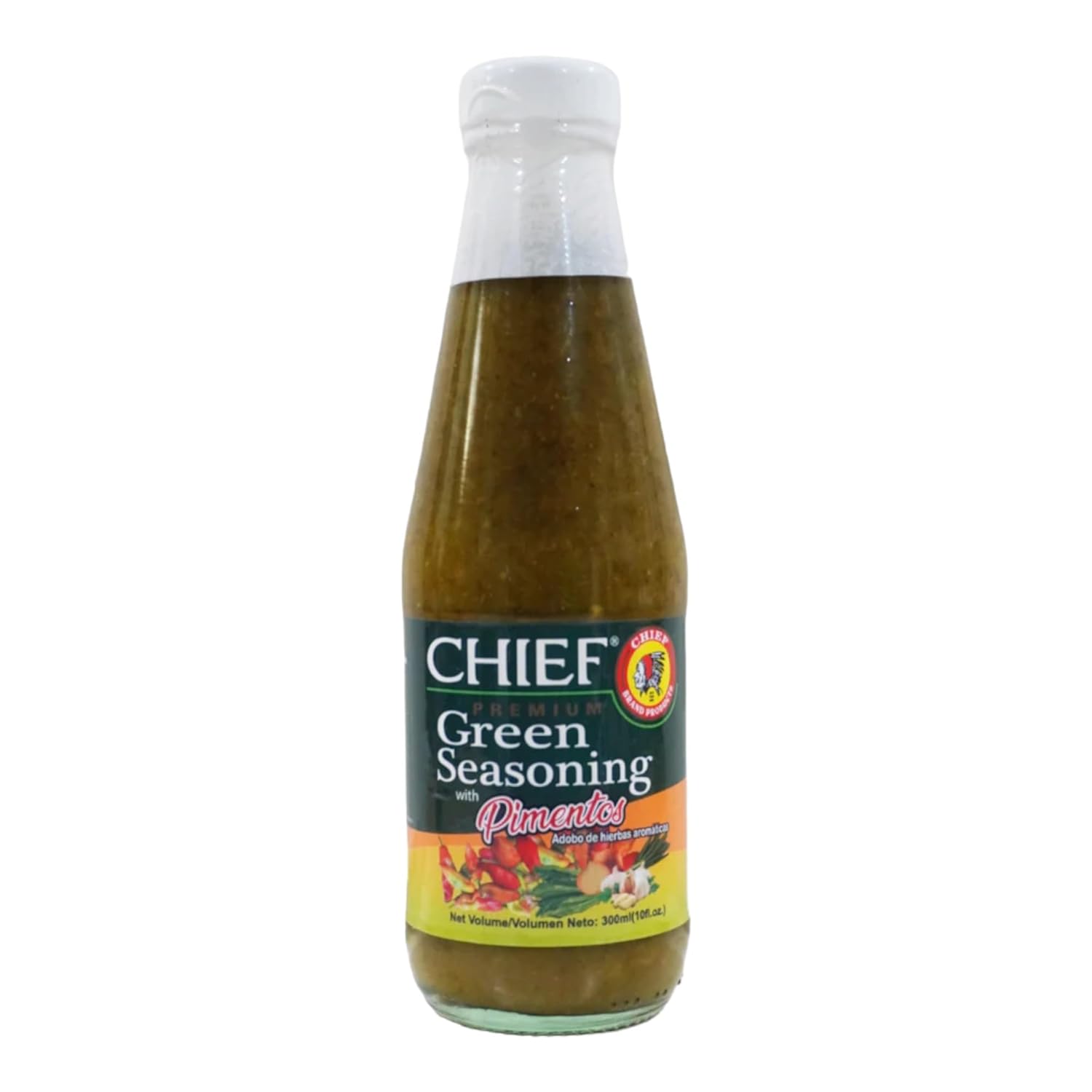 Chief Green Seasoning with Pimento (Authentic Trini Marinade) – 11 oz Bottles – Box of 24 Bulk Wholesale Case