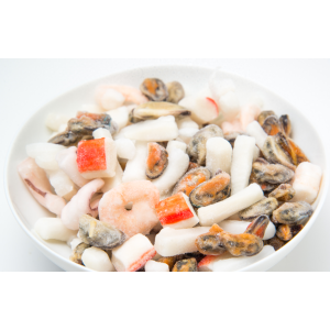 Frozen Premium Seafood Mix - large pieces, IQF, 5 lb resealable bag