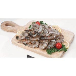 Frozen Black Tiger Shrimp - 16/20, Headless, Shell-on - 4 lb block