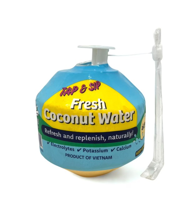 Tap & Sip Fresh Young Thai Coconut Water – Easy-Open Ready-to-Drink – Box of 36 Bulk Wholesale Case