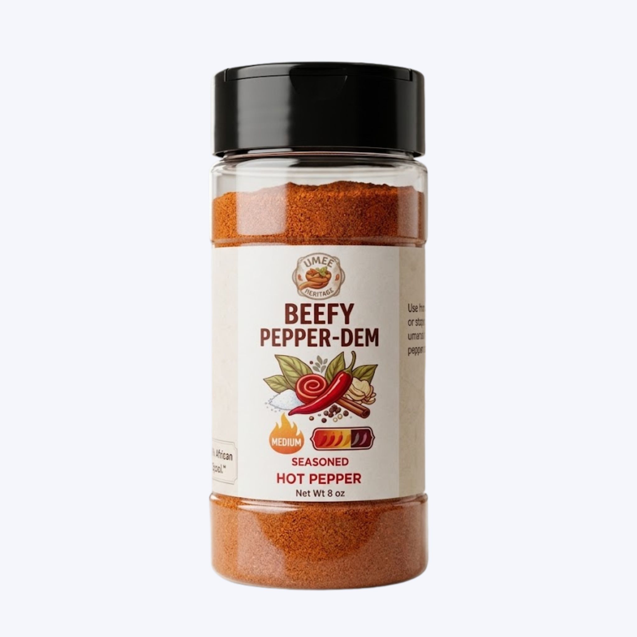 Beefy Pepper-Dem Savory Seasoned Hot Pepper | Umee Heritage 8 oz pack of 15