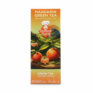 Diamond Chef Mandarin Green Tea – Refreshing Citrus & Green Tea Blend  25 Individually Wrapped Tea Bags (50g) 15 pack