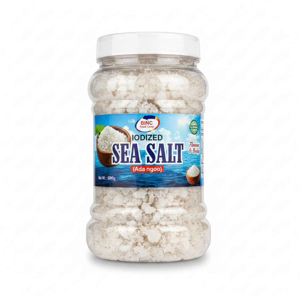 BINC Food Corp. Iodized Sea Salt Ada Ngoo (600g x 15 Pack) &ndash; Premium Coarse Food Seasoning