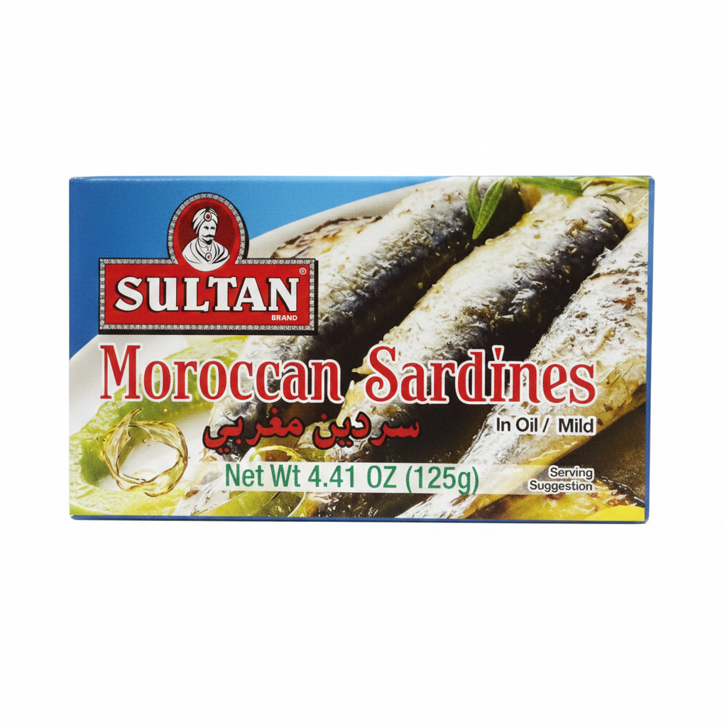 Sultan All-Natural Moroccan Sardines in Mild Sauce &ndash; Wholesale Bulk Case of 50 Cans (4.37 oz Each)