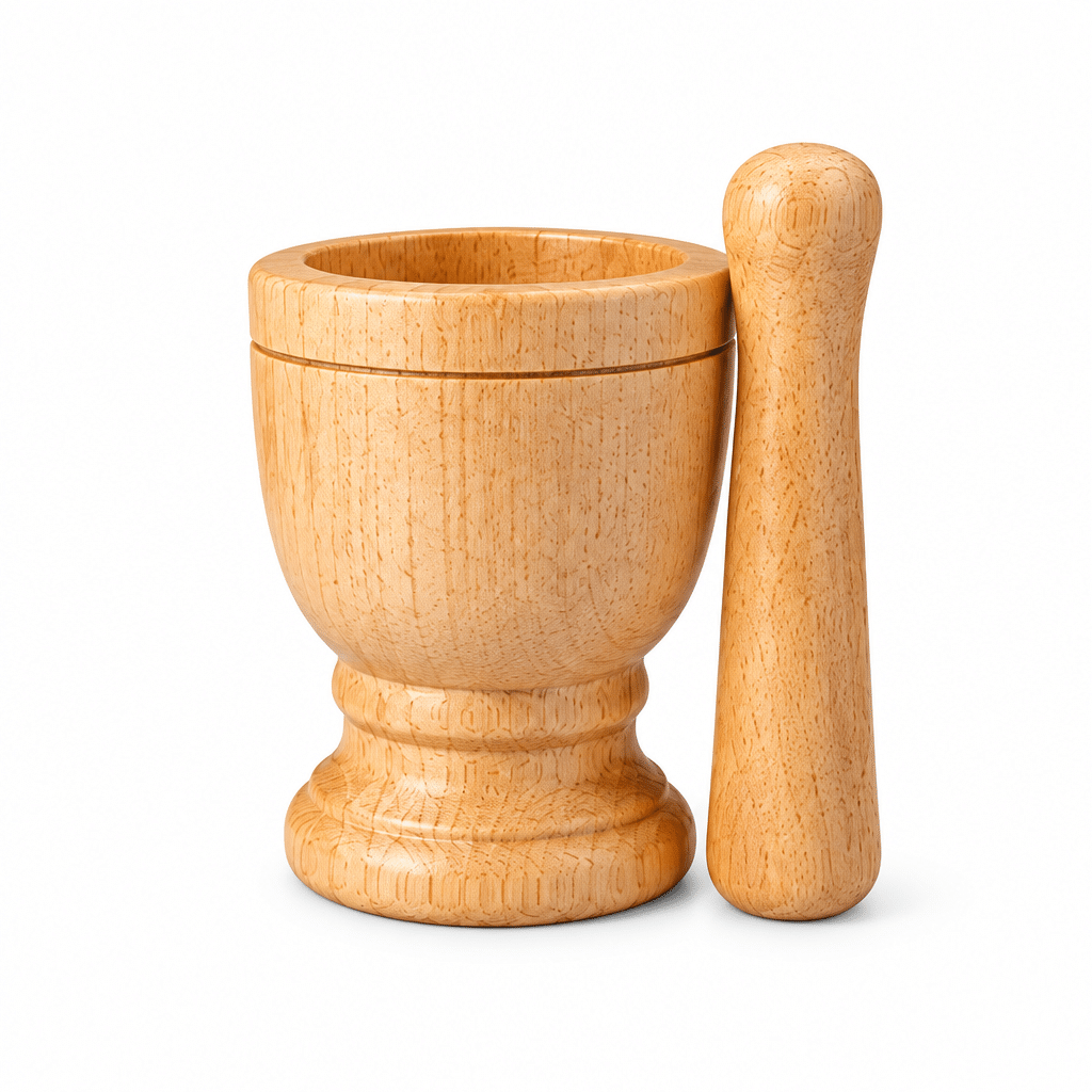 Large Wooden Mortar and Hand Pestle Set (Pack of 6)