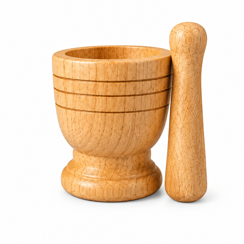 Shallow Hardwood Mortar and Pestle Set – Large (Pack of 4)